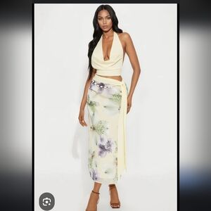 Fashion Nova Floral Midi Skirt Set